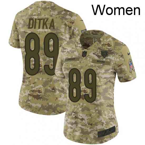 Womens Nike Chicago Bears 89 Mike Ditka Limited Camo 2018 Salute to Service NFL Jersey